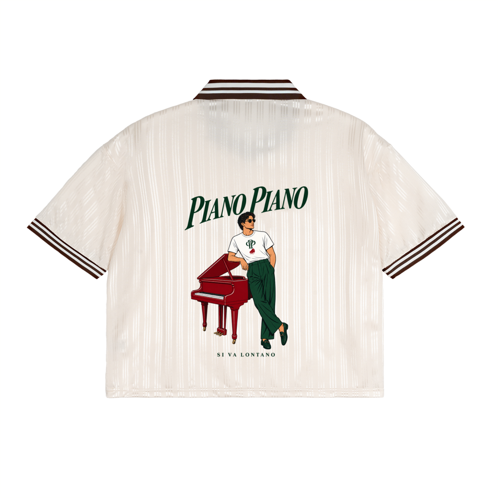 T-shirt à col polo à rayures contrastées Piano Piano.